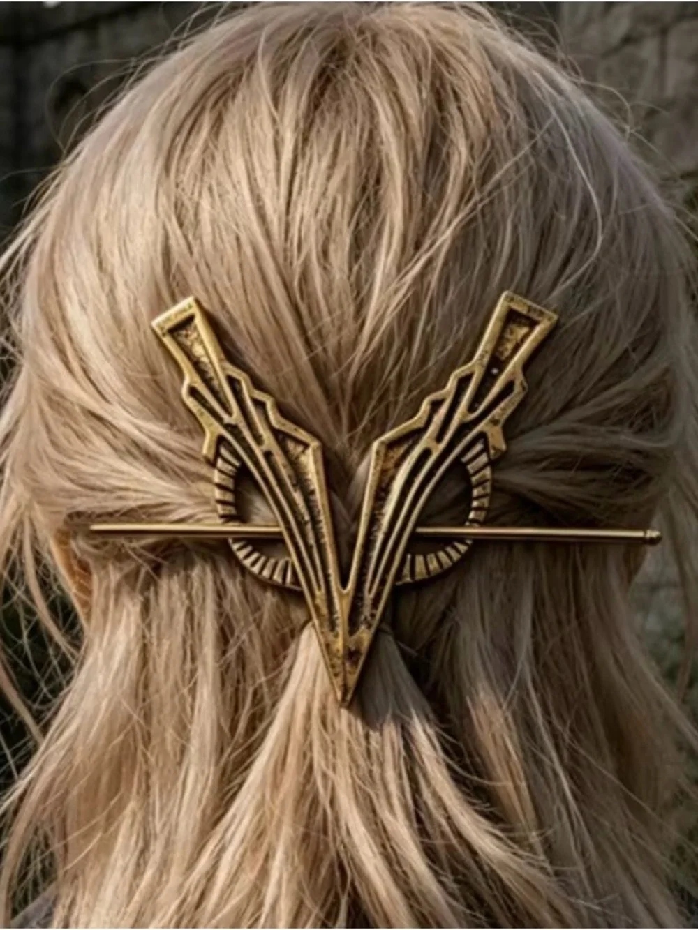 Vintage Gold V-Shaped Decorative Hair Barrette